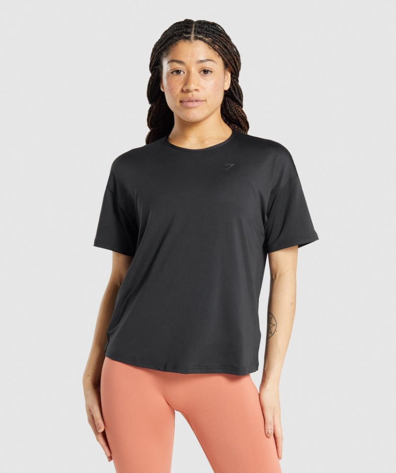 Women's Gymshark Studio T-Shirts Black | CA 70N531